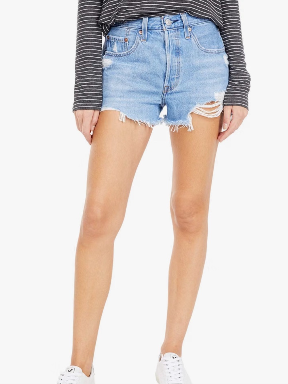 Levi's Light Blue Distressed Cutoff Jean Shorts